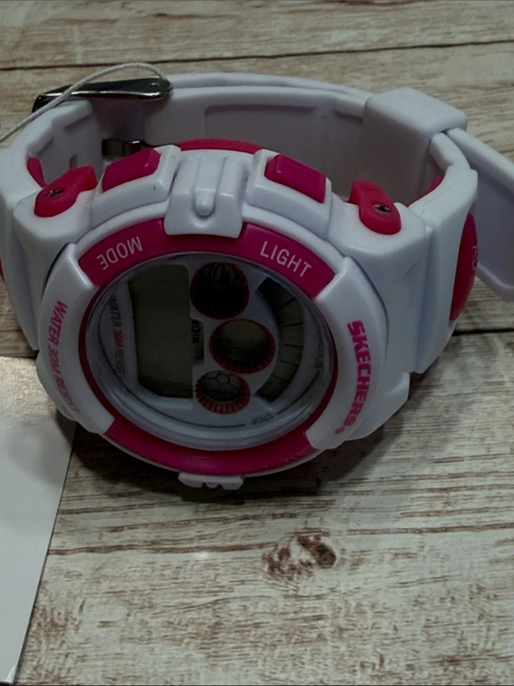 Skechers White and Pink Digital Sport Watch